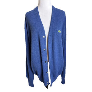 Lacoste Vintage Blue IZOD Acrylic Knit Button Cardigan Large